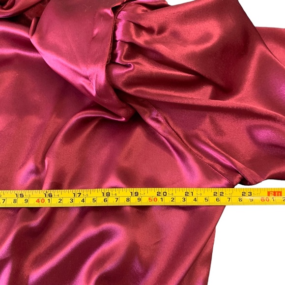Courtney Rhodes Vintage Burgundy Long Sleeve Blouse w/ Tie Neck Size 14 - Picture 8 of 9